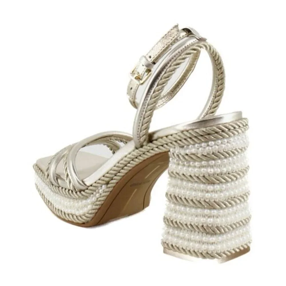 Dolce Vita Women's Agnes Pearl Beaded Platform Dress Sandals NWT size 10 - Picture 6 of 10